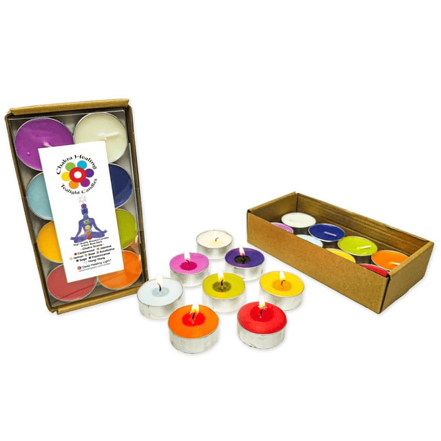16 Chakra Scented Colored Tealight Candles Meditation Set
