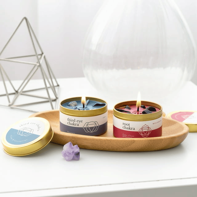 Chakra Crystal Candles Set of Seven Essential Oils