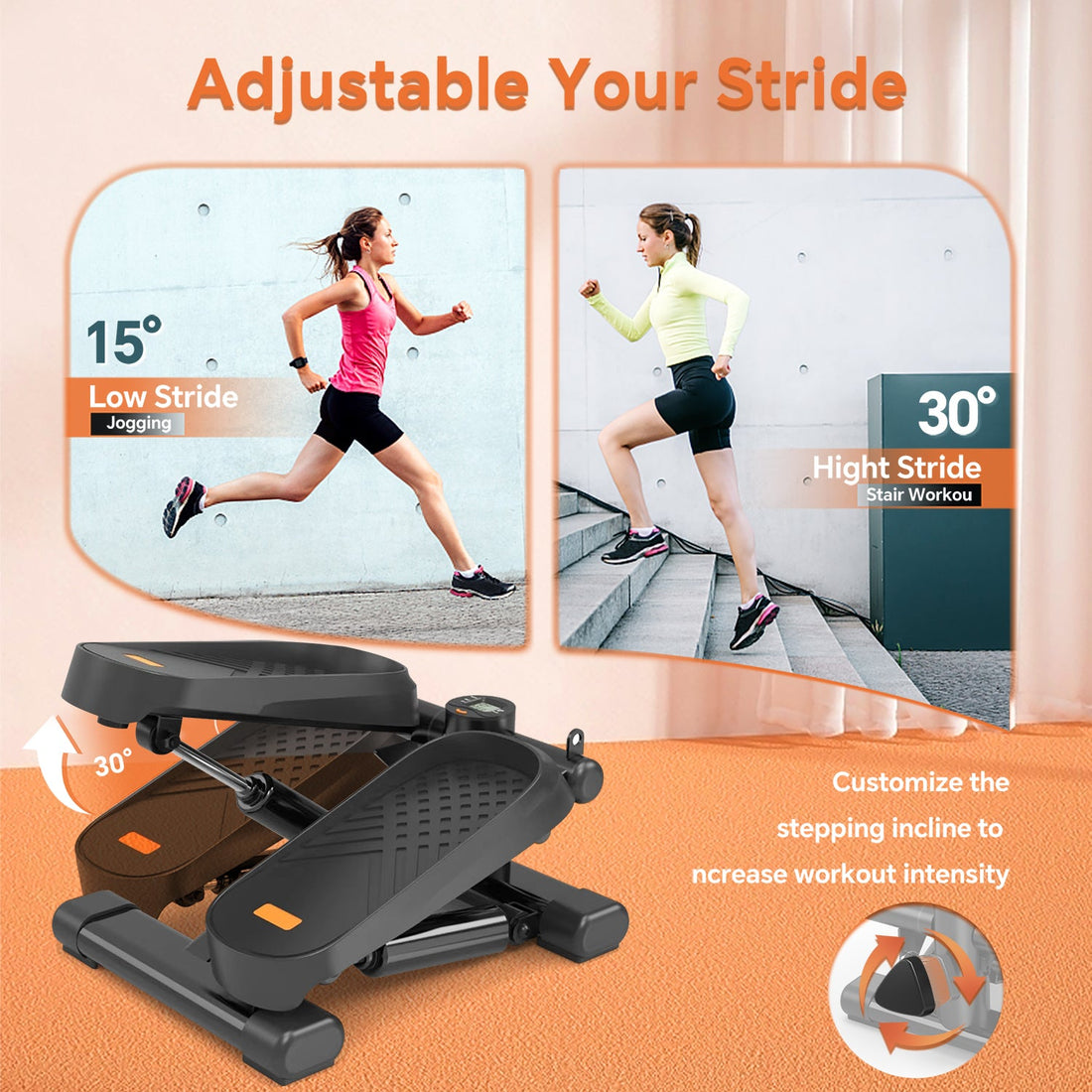 Home Office Mini Stepper 330LBS with Bands