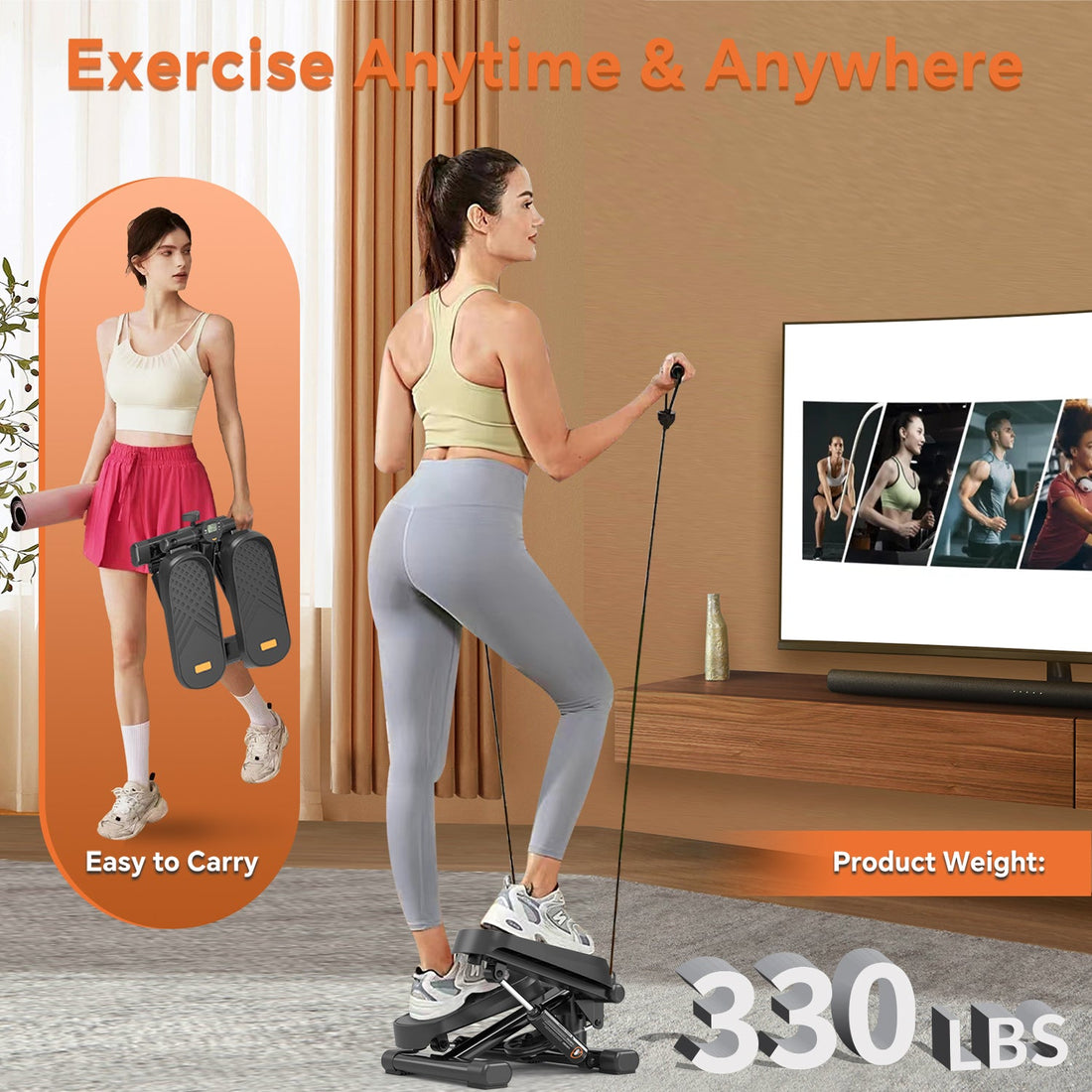 Home Office Mini Stepper 330LBS with Bands