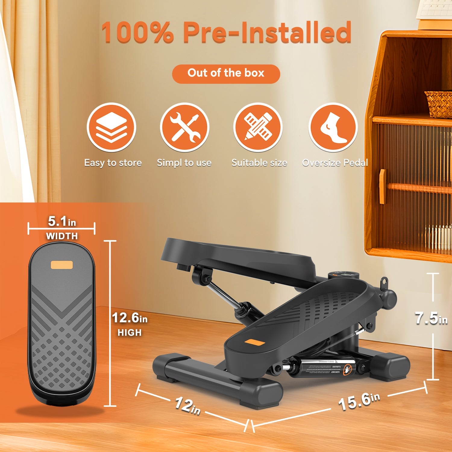 Home Office Mini Stepper 330LBS with Bands