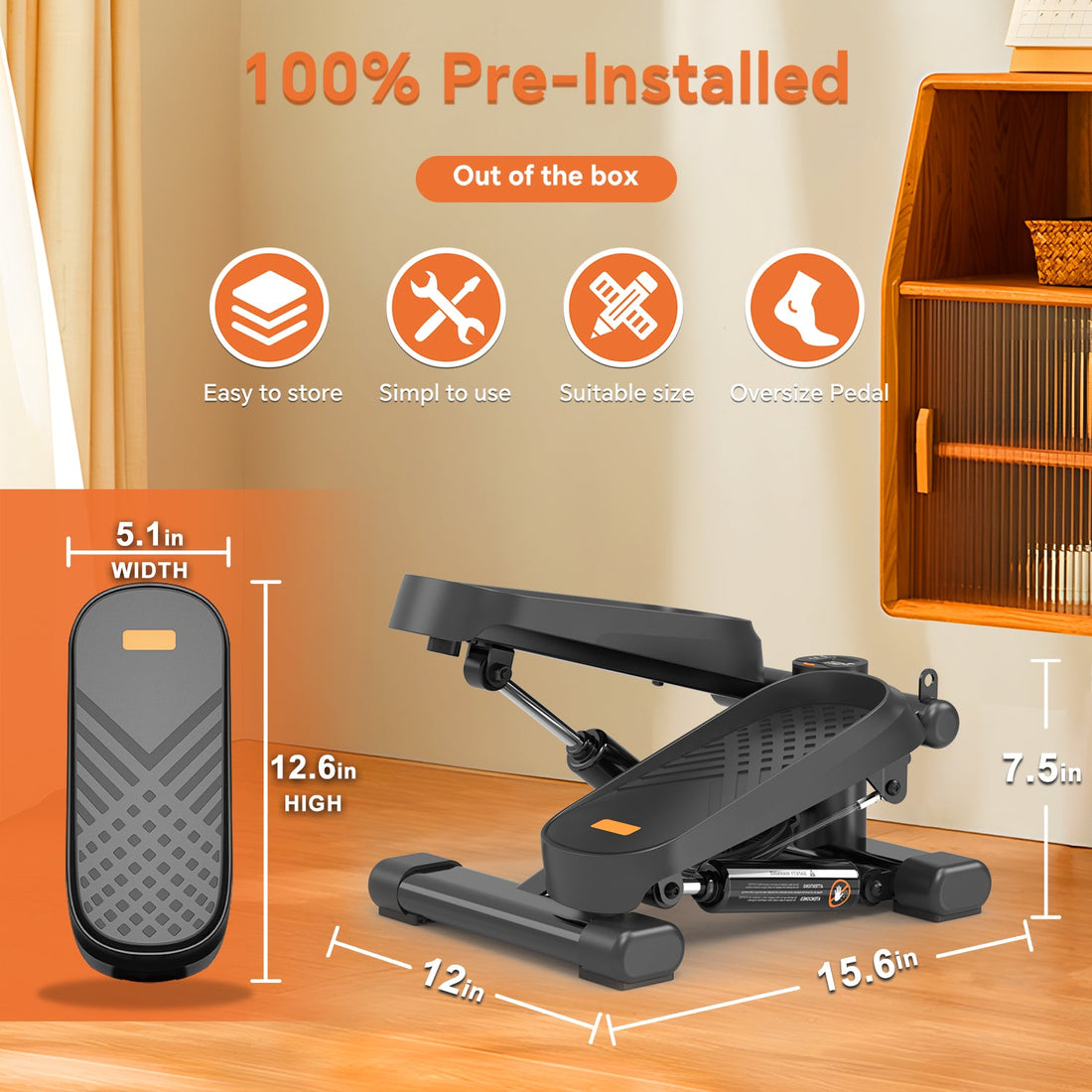 Home Office Mini Stepper 330LBS with Bands