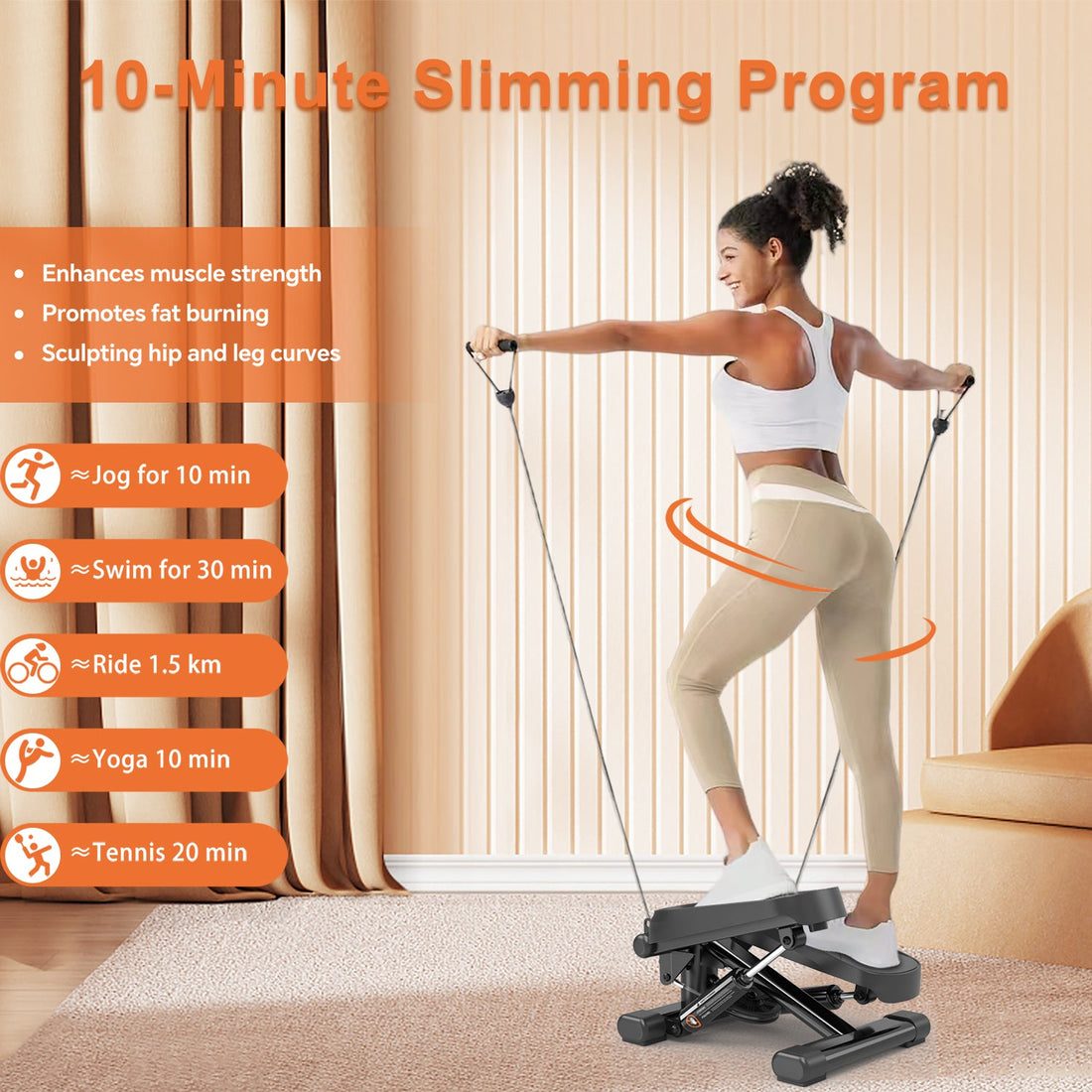 Home Office Mini Stepper 330LBS with Bands