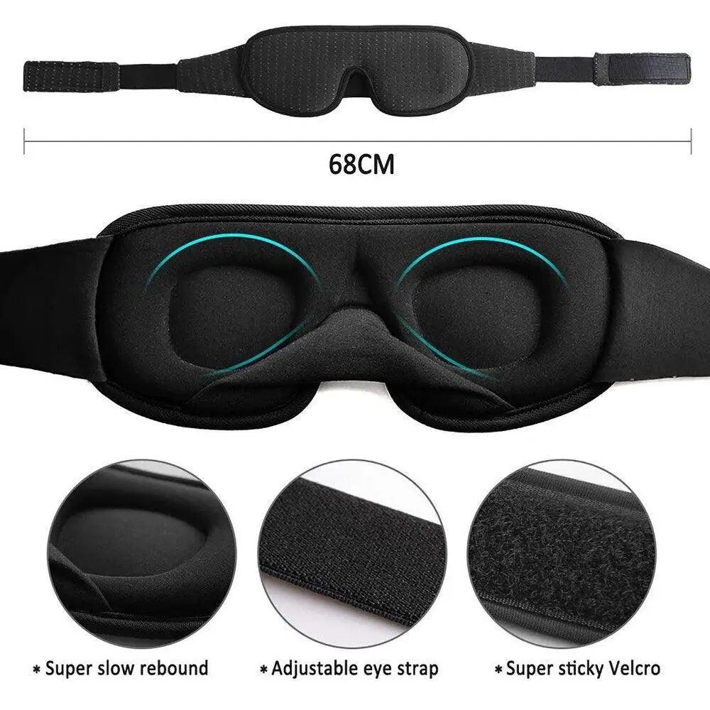 Black Soft Padded Adjustable Sleeping Eye Mask