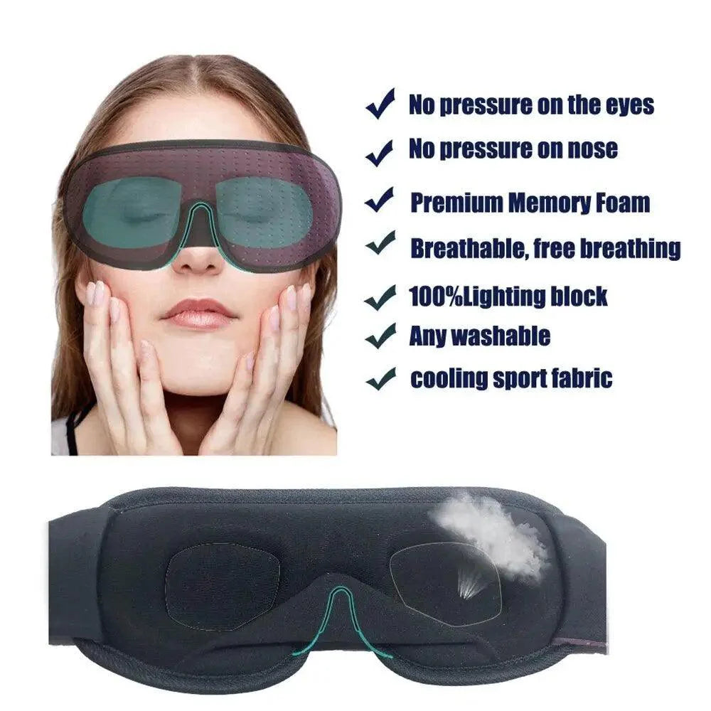 Black Soft Padded Adjustable Sleeping Eye Mask