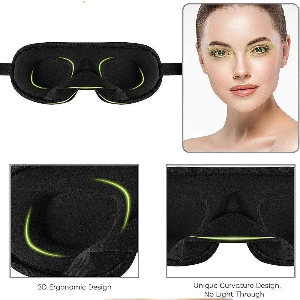 Black Soft Padded Adjustable Sleeping Eye Mask