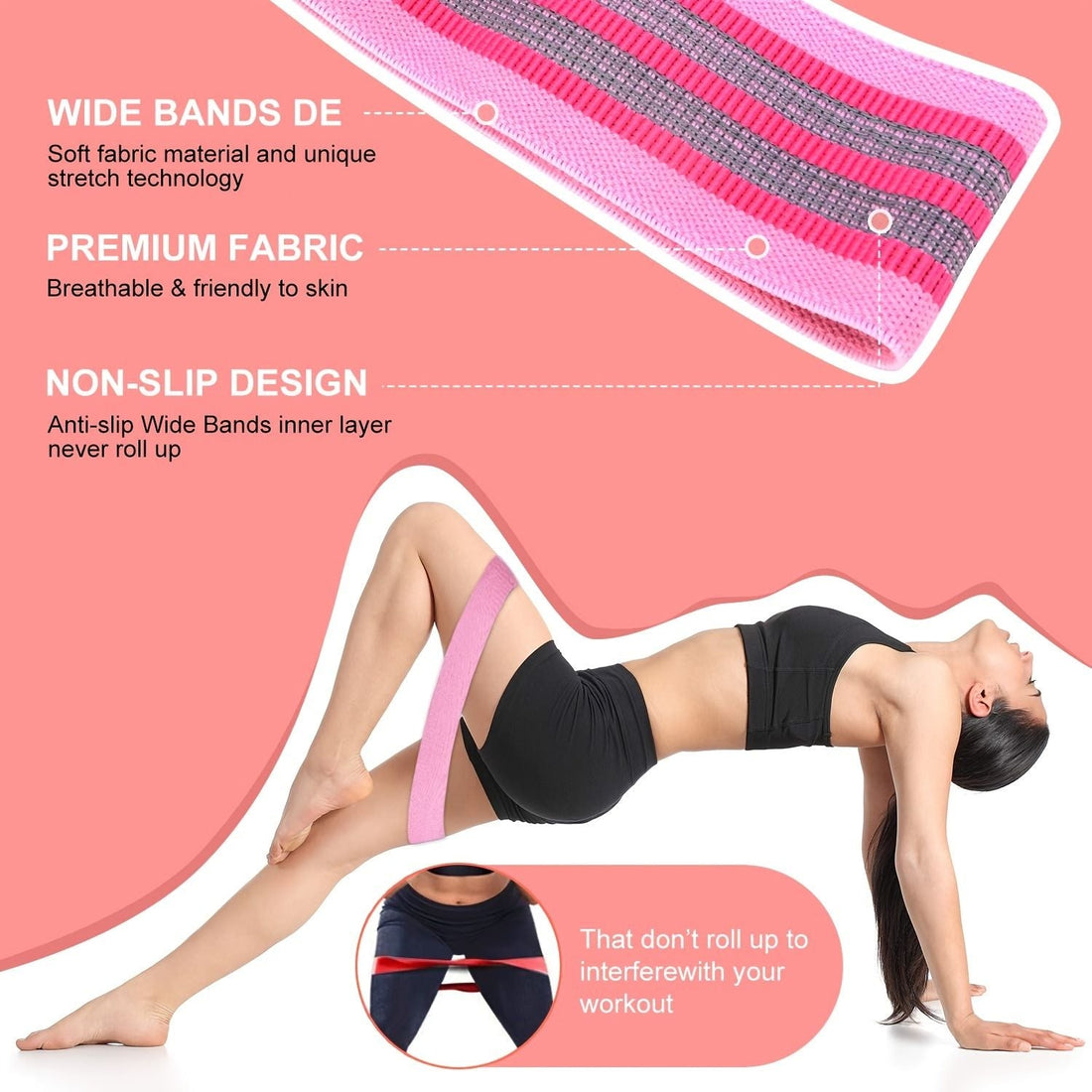 3pcs Resistance Bands Leg Butt Workout Set