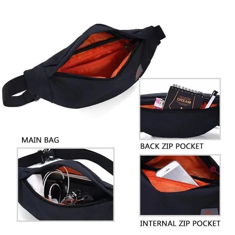 Simple Black Running Cycling Fanny Pack Waist Bag
