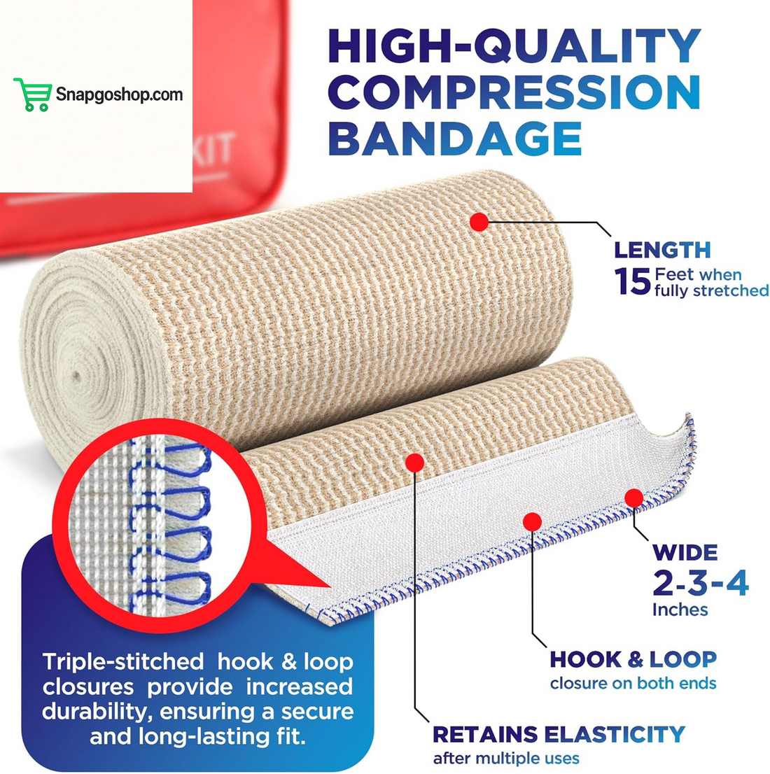 High-Performance Elastic Bandage Wrap - 6 Pack (2X2In, 2X3In, 2X4In) - Self-Closing Strong Compression Bandage Wrap for Feet, Ankles, Wrists, and Knees