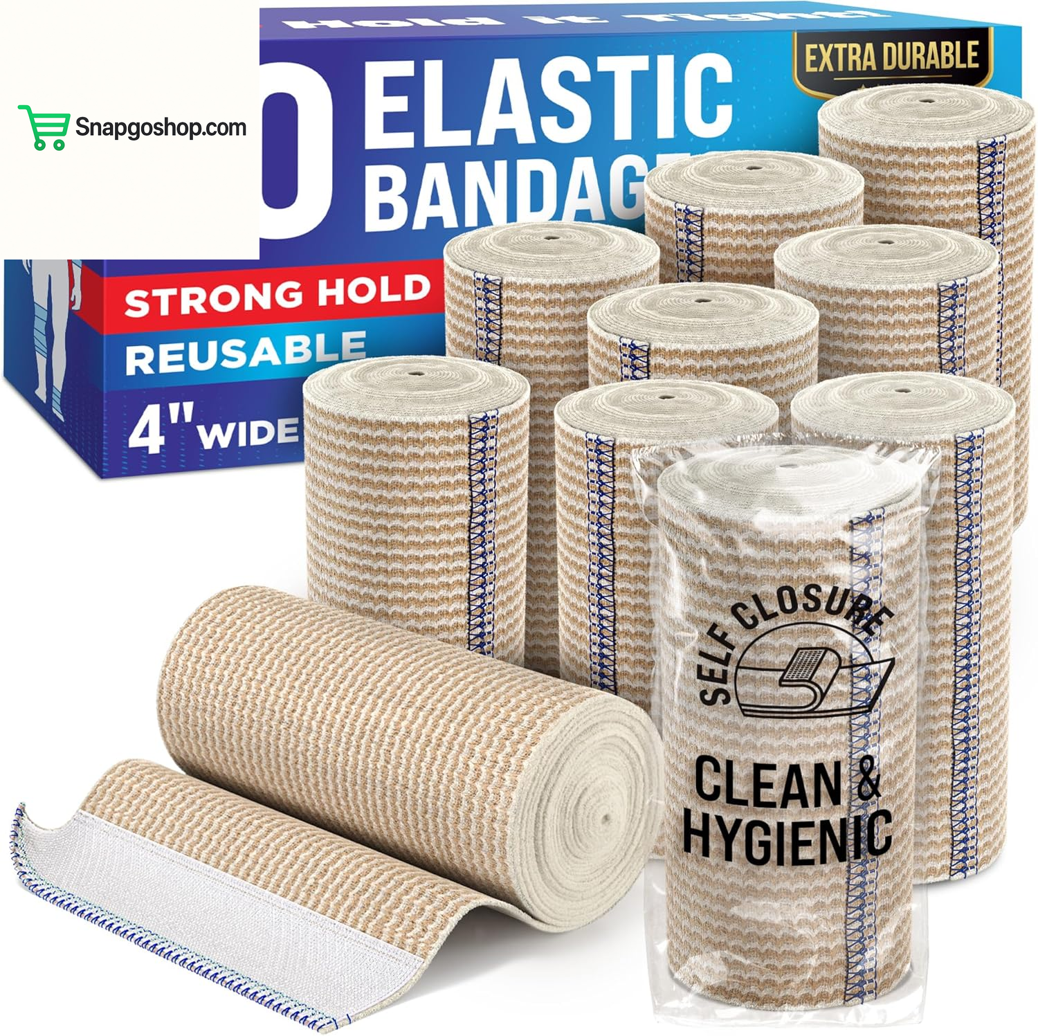 High-Performance Elastic Bandage Wrap - 6 Pack (2X2In, 2X3In, 2X4In) - Self-Closing Strong Compression Bandage Wrap for Feet, Ankles, Wrists, and Knees